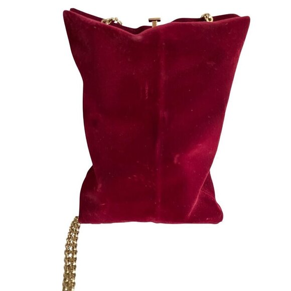 Anya Hindmarch Flocked Crisp Packet Clutch Crossbody Medium Red Burgundy Chain - Picture 3 of 16